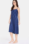 Zivame Floral Vows Woven Mid Length Nightdress - Medieval Blue — thumbnail 2